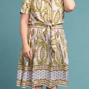 Anthropologie Womens Maeve Echarpe Medallion Scarf Print Lined Pleater Skirt 18W